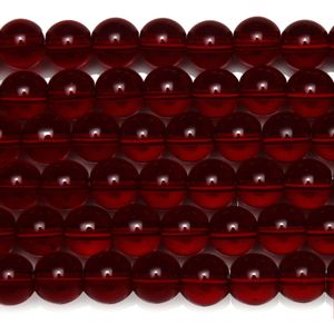 8mm Natural Stone Smooth Garnet Glass Loose Beads 15" Strand 6 8 10 MM Pick Size For Jewelry Making