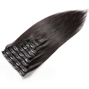 Grampo de cabelo peruano Remy em extensões de cabelo humano 7pcs conjunto clipes em 100% extensões de cabelo humano conjunto completo de 10 