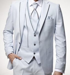 Pan młody Ivory One Button Groomsmen Notch Lape Groom Tuxedos Mężczyźni Garnitury Ślub / Prom / Kolacja Best Man Blazer (Kurtka + Spodnie + Kamizelka + Kamizelka)