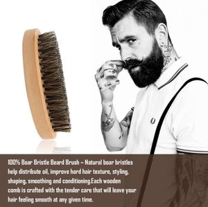 Chegada nova Bambu Natural javali Escova de Bristle Beard Beard Barba Escova de Barba Mensagem Facial Cabelo Barba De Barba Pincel Tool