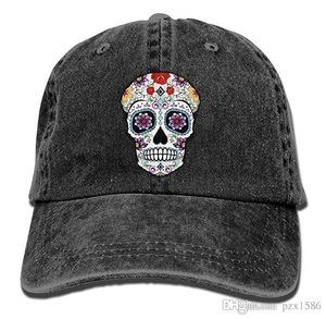 Wholesale skull baseball caps for sale - Group buy pzx Baseball Cap for Men Women Sugar Skull Mens Cotton Adjustable Jeans Cap Hat Multi color optional