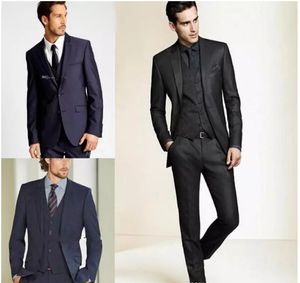 2018 Yeni lacivert Biçimsel Smokin Suit Erkekler Wedding Suit Slim Fit İş Damat Takım Elbise Seti S-4 XL Elbise Suit Smokin İçin Erkekler (Ceket + Pantolon)