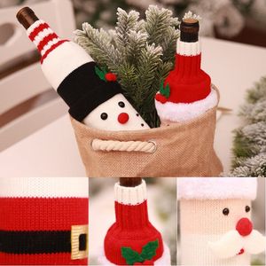 Borsa per bottiglia di copertura del vino Decorazioni per la tavola della cena della casa di Natale Regalo del pupazzo di neve di Babbo Natale Forniture per feste di Natale