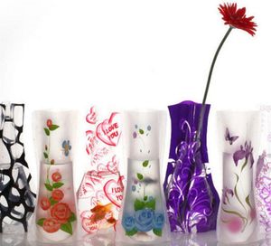 12 * 27cm Creative Clear Eco-Friendly Foldbar Folding Flower Pvc Vase UnBreceable Reusable Home Wedding Party Decoration DHL sn1234