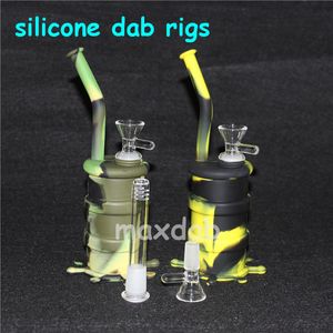 Mini Silicone Drum Water Pipe with glass bowl nectar bongs silicon hand pipes