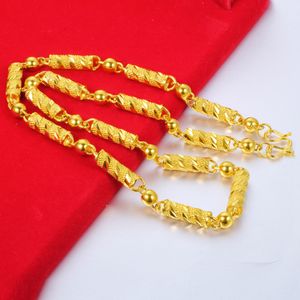 Gemtory Solidne Akcesoria Choker Chain 18K Żółty Złoto Wypełnione Moda Mężczyzna Naszyjnik Biżuteria 600mm Długość Prezent