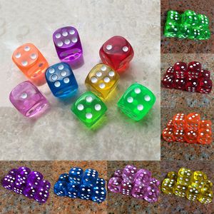 10Pcs 16mm Acrylic Transparent Round Corner Dice Clear Drinking Dice Portable Table Playing Game 7 Colors