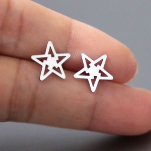 Everfast 10pairs/Lot Unique Five Stars rostfritt stålörhängen Studs Minimalistiska Spike Star Fashion Ear Jewelry for Women Girls T110