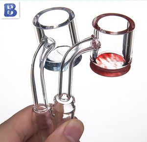 DHL Duman Kuvars Banger Tırnak Düz Üst 5mm Kalınlığı Renk Alt Dia 19mm / 25mm Kase Cam Bong Dab Rigs Için