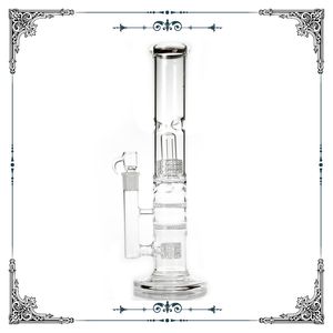 14-Zoll-Glasbong mit geradem Rohr, Doppelmatrix-Perc- und Waben-Perc-Bongs, Glasrauchwasserpfeife, Perkolator, Glas-Eisfänger-Wasserpfeife