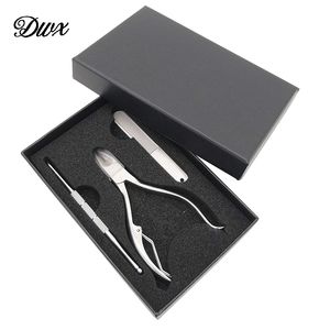 3 pçs / set manicure conjunto kit ferramenta de unha pessoal assistência pessoal acessórios de aço inoxidável Nippers de pregos de orelha-pick estanho caixa de presente