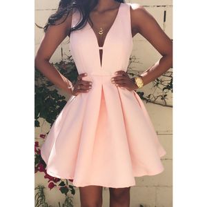 여름 섹시한 여자 드레스 깊은 V- 넥 백 슬리빙 핑크 드레스 클럽 이브닝 파티 레이디 A- 라인 미니 드레스 플러스 사이즈