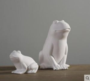 Modern ceramic creative white frog family statue home 3pc decor crafts room decoration porcelain animal figurine wedding ornament