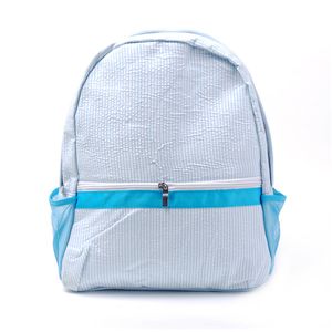 Regular Size Seersucker School Bag 25pcs Lot USA GA Warehouse Aqua Red Striped Backpack Back to Schools Gift Book Bags DOMIL031