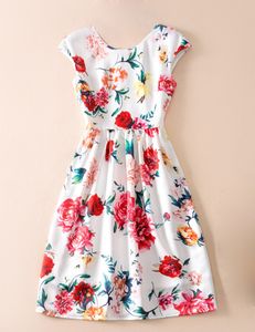 Flor Imprimir Mulheres A-Line Vestido Em Torno Do Pescoço Sem Mangas Vestidos Casuais 05K826