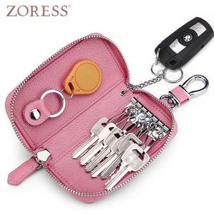 ZORESS Genuine Leather Wallet Key Holder Car Keychain Covers Zipper Key Case Bag Women Key Pouch Housekeeper Keys 5 Color 2 Size326Y