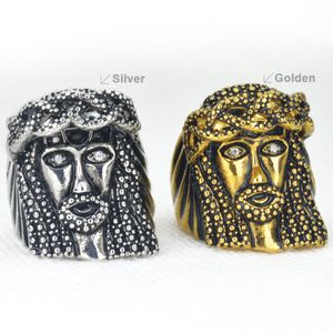 Hip Hop Heliga Jesus Bön Ring Mens Present Smycken Silver Tone och Guld Tone Hög kvalitet R293