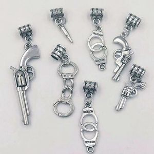 Necklace pendant 100PCS /lot Pistol/revolver bullets Handcuffs Charms Pendant Necklace&Bracelets Jewelry Accessories Fashion Gift Making A34