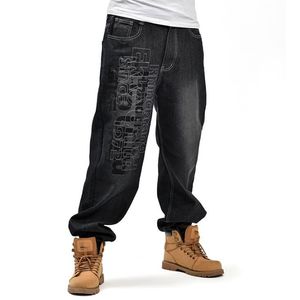 Mode herrar jeans trend hiphop lös fritid baggy nya denim byxor stor storlek 44 46 män långa byxor hip hop bottnar