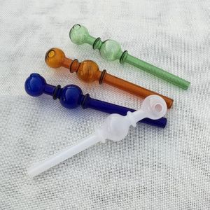 Pipes delgados de duplas esferas Pipes Pyrex queimador de óleo Tubo colorido em volta de vidro de óleo de fumar cachimbos para fumar Acessórios SW53