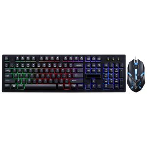 Keyboard Mouse Combos USB Wired Optical Gaming Keyboards Kit Desktop Laptop Suspension Keys Backlit Gamer Colorful Backlights for Computer