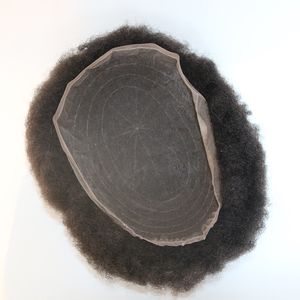 Eversilky Mäns Toupee Hairpiece Brasilianska Virgin Human Hair Afro Curl 8x10 tum för svart män system