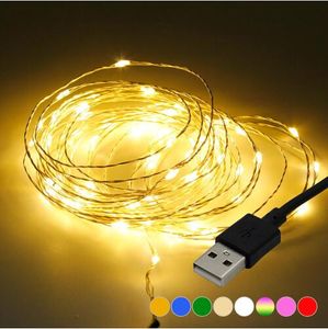 5 متر 16.5ft 50leds led سلسلة أضواء USB تعمل النحاس الفضة سلك الجنية جارلاند سلسلة ضوء للعام الجديد زفاف عيد الميلاد