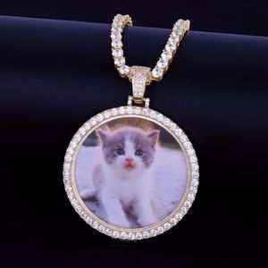 Custom Made Photo Medallions Necklace & Pendant With 4mm Tennis Chain Gold Silver Color Cubic Zircon Men's Hip hop Jewelry