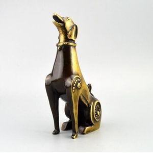 Lucky Dog Pure bronze zodiac dog ornaments Home jewelry creative living room Ornaments Bronze crafts