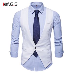 IEF.G.S Männer Casual Anzug Weste Slim Fit Ärmellose Hochzeit Vintage Tweed Mode Gilet Weste Homme Plus Größe Weiß Smoking weste