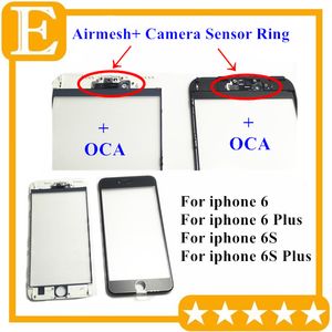 Front pekskärmens yttre glaslins med kallpress mellanram med OCA installerad för iPhone g s plus