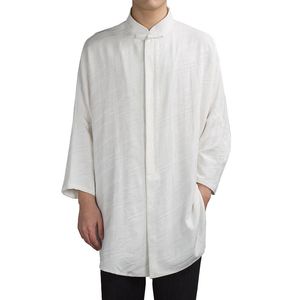 2018 estilo chinês linho masculino jacquard longa seção masculina manga longa lining árabe casual camisa de alta qualidade marca vestido camisa