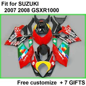 Kostenloses individuelles Verkleidungsset für Suzuki GSXR1000 07 08 rot-grünes Verkleidungsset GSXR1000 2007 2008 XX56