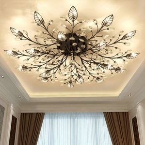 Modern K9 Crystal LED Flush Mount Ceiling Chandelier Lights Fixture Gold Black Home Lamps for Living Room Bedroom Kitchen LLFA