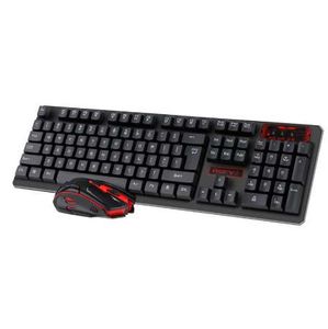 Drop Shipping 2.4 GHz Wireless Multimedia Gaming-Tastatur-Maus-Combo-Set mit USB-Empfänger für PC-Laptop-Notebook-Desktop