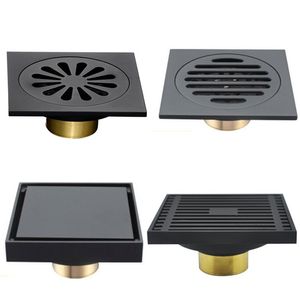 Modern Pure Black Invisible Shower Floor Drain  Bathroom Balcony Use Brass Material Rapid Drainage Tile Insert Square Drains