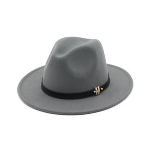 M Brand Black Winter Wide Brim Hats Wool Dad Fedora Hat Gentleman Woolen Jazz Church Cap Vintage Panama Sun Top Hat Accessories