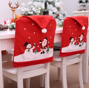 Cadeira de natal Covers Xmas Chapéu Vermelho Feliz Natal Cadeira Tampa Xmas Decoração Do Partido 60x49 cm