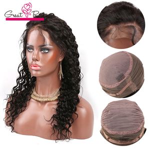 Greatremy® pre-plocked djupt lockigt 360 spets peruk med baby hår brasilianska jungfru mänskligt hår tjockt 22 * ​​4 * 2 cirkulär frontal med väft på toppen