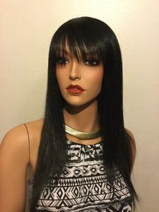 Parrucca NWT Motown Tress # 1 Jet Black Yaky Hair Feel lunga con frangia