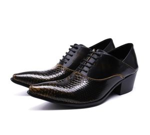 Chaussure Homme Alligator Shoes For Men Genuine Leather Mens Shoes High Heels Pointed Toe Classic Italian Shoes Brands Oxford