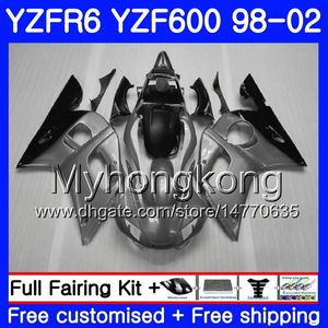هيكل إطار أسود رمادي لـ YAMAHA YZF600 YZF R6 1998 1999 2000 2001 2002 230HM.25 YZF-R6 98 YZF 600 YZF-R600 YZFR6 98 99 00 01 02 Fairings