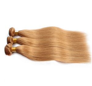 인도의 인간 머리 직선 또는 바디 웨이브 직조 색상 27# Weft 꿀 금발 색상 3pcs Lot Free Dhl