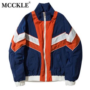 Mcckle vintage multicolor bloco de cor retalhos windbreaker jaquetas mens 2018 outono hip hop streetwear homem caixas casuais