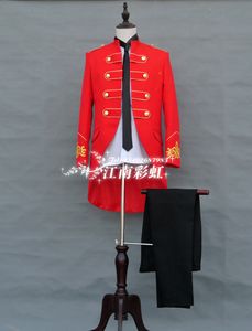 Недавно разработанный Красный фрак смокинги мужчины суд костюм формальные костюмы мужчины костюмы выпускного вечера ужин костюмы на заказ (куртка+брюки) нет; 811