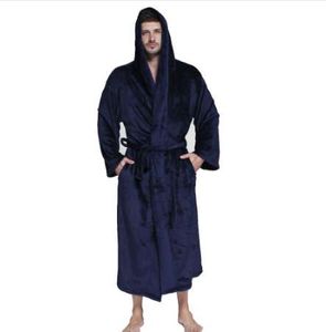 Occident Designer Obese Flanela Robe Masculino com Hooded Grosso Unisex Vestido Dos Homens Bathrobe Winter Long Robe Lovers Bath Robe