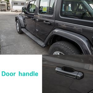4Doors Door Handle Car Door Tail Outside Door Shell Carbon Fiber 10PCS For Jeep Wrangler JL 2018 High Quality Auto Exterior Acces215M