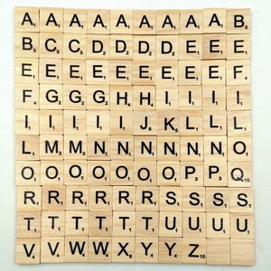 100Pcs/set English Words Wooden Letters Alphabet Tiles Black Scrabble Letters & Numbers For Crafts Wood Kids School Learning Supplies