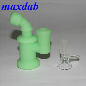 Świec w ciemnej silikonowej platformie olejnej Bong Hookah Multi Color Mini Bubbler z szklaną miską Dabber Tool Dhl