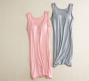 Verão Novo Busto Padded Sleepwear Sexy Sem Mangas Senhoras Nightdress Algodão Mulheres Nightgown Sexy Night Vestido Nightwear